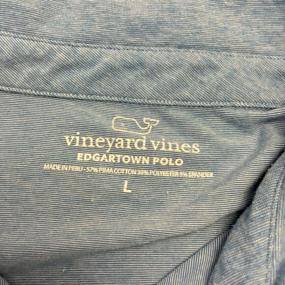 Vineyard Vines Edgartown Polo Shirt Mens Large Blue Stripes OTG Preppy Golf - Picture 3 of 9